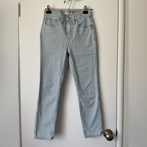 Madewell Blue Striped High Rise Skinny Crop Jeans, 24P